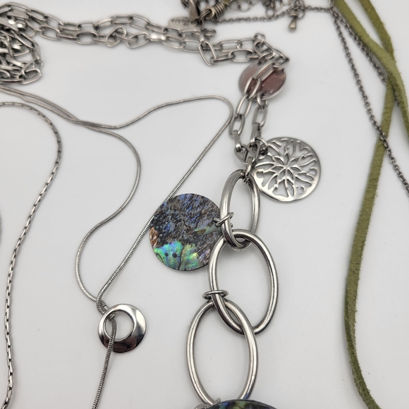 Lia Sophia Silver and Yellow Multi-Pendant Necklace Log of 4 - Picture 4 of 14